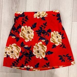 Boohoo Red Floral Skirt (Sz 6 or S)
